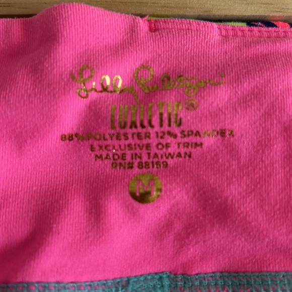 Lilly Pulitzer Weekender Cropped Luxletic Leggings Seaside Aqua Breezy Babe M - Picture 8 of 17